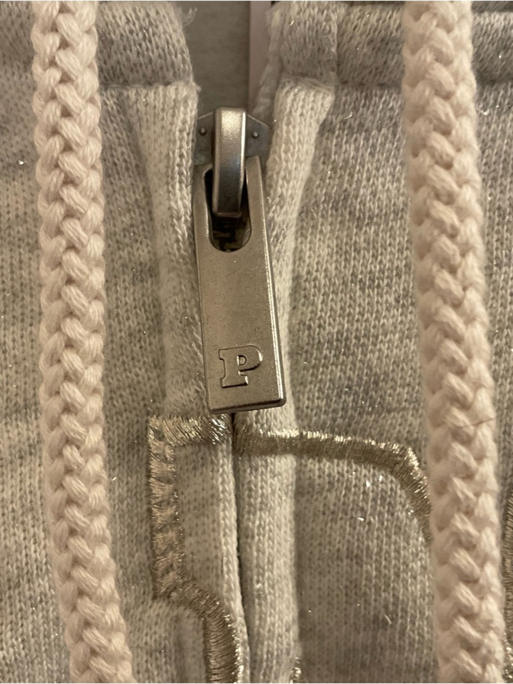 PINK Victoria’s Secret Campus Fleece Full Zip Hoodie - NWT - XL Snow Heather - Picture 5 of 9